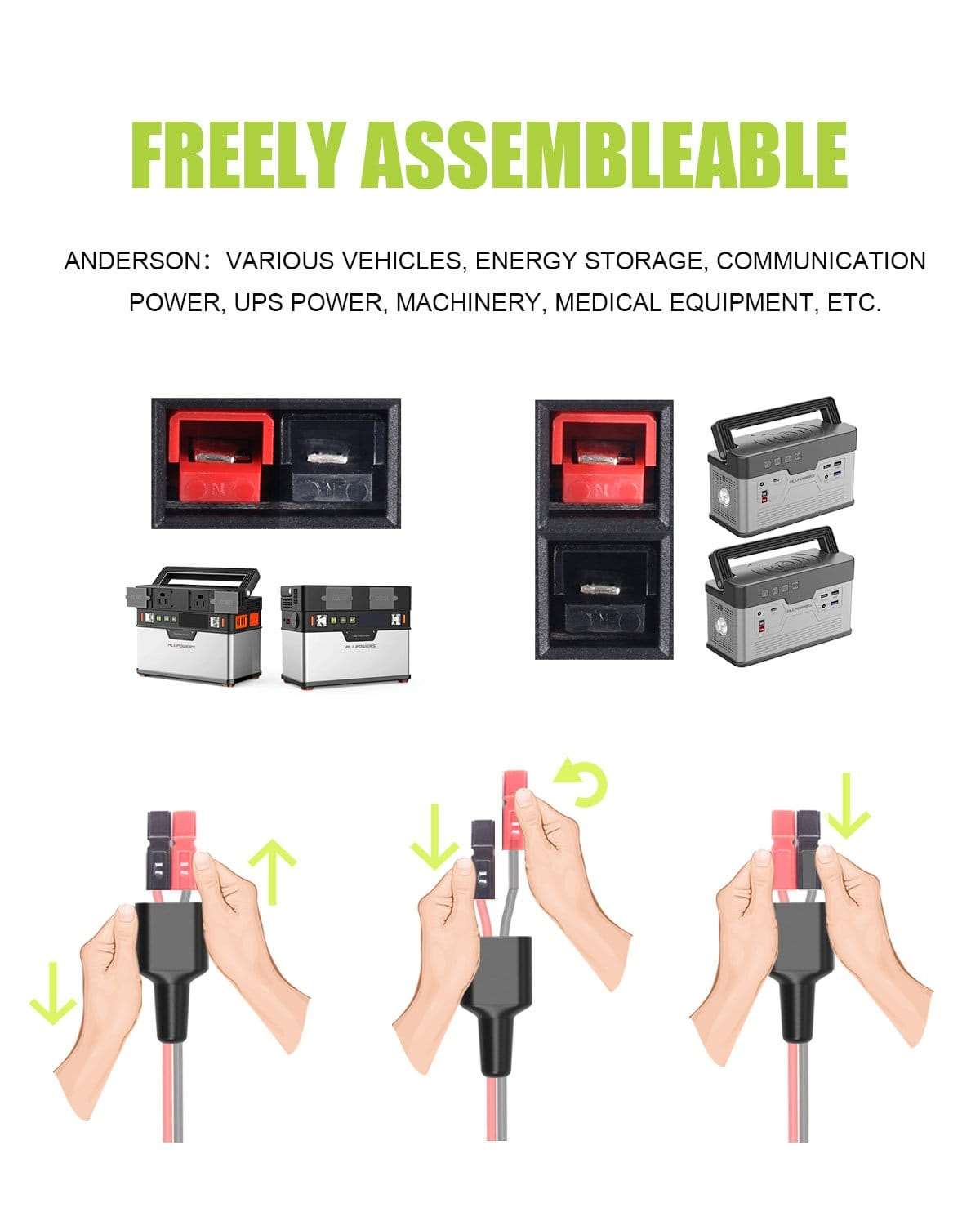 ALLPOWERS DC5525 (5,5 mm x 2,5 mm) un cable adaptador de conector Anderson