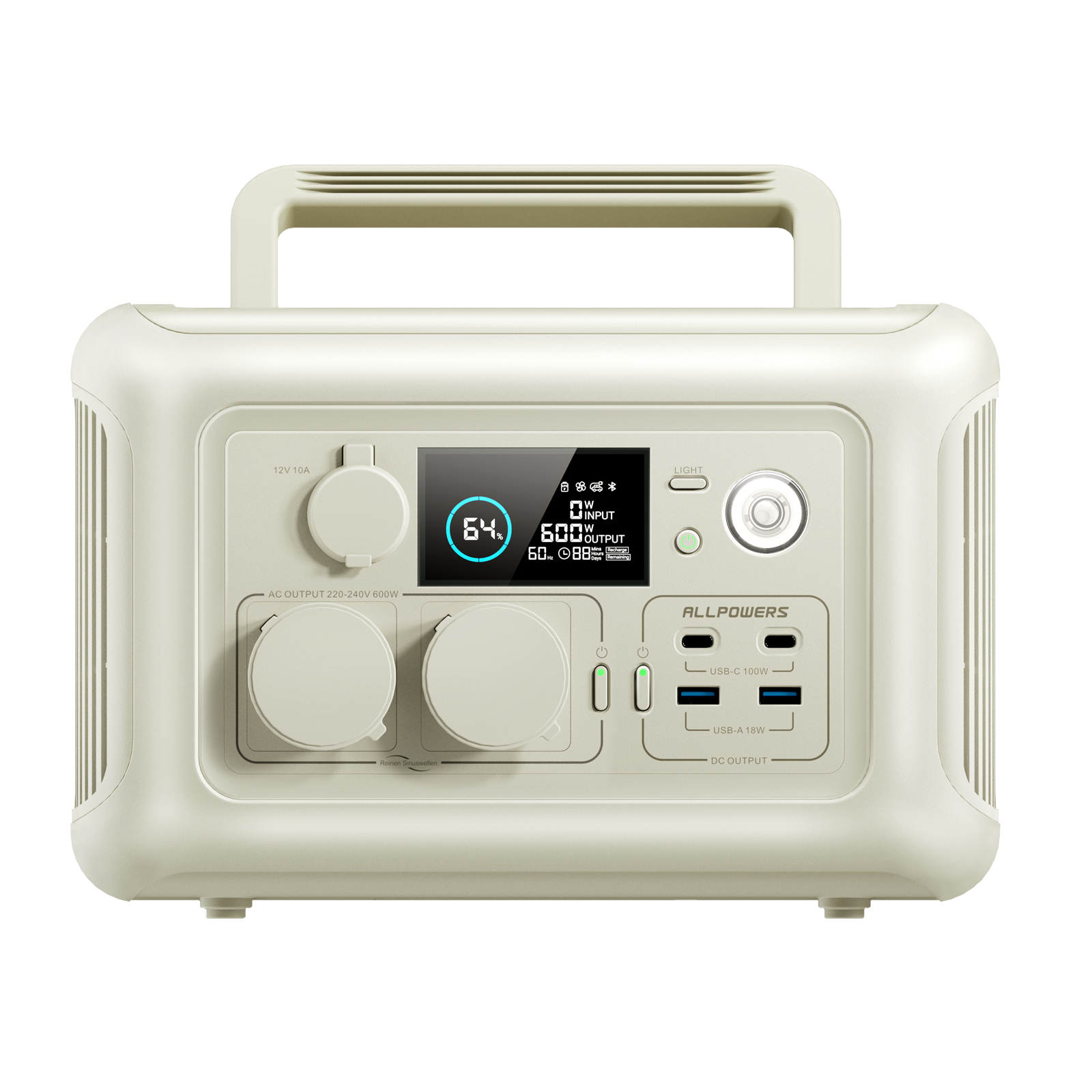 ALLPOWERS R600 Beige Power Station Portatile 600W 299Wh Batteria LiFeP04