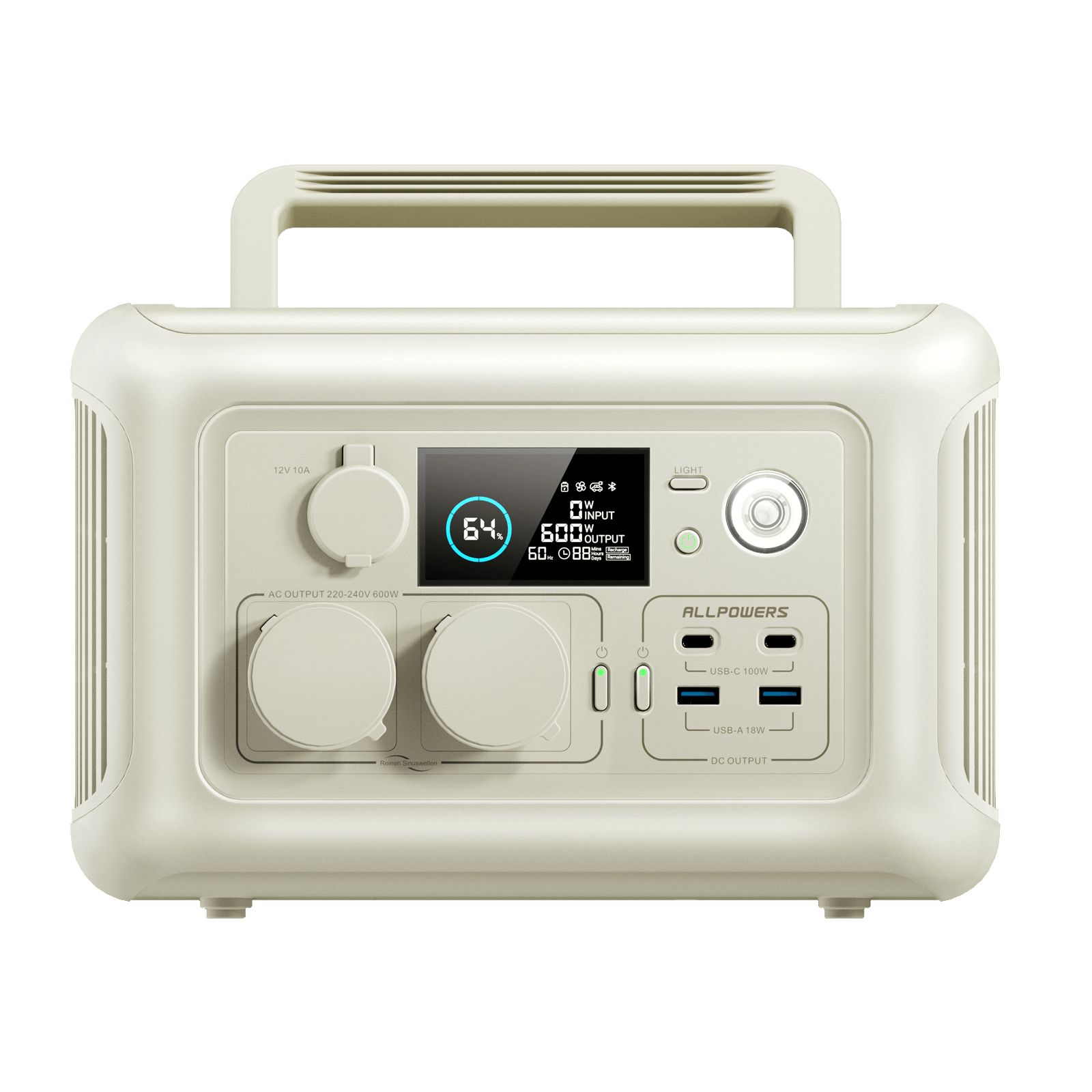 ALLPOWERS R600 Beige Power Station Portatile 600W 299Wh Batteria LiFeP04