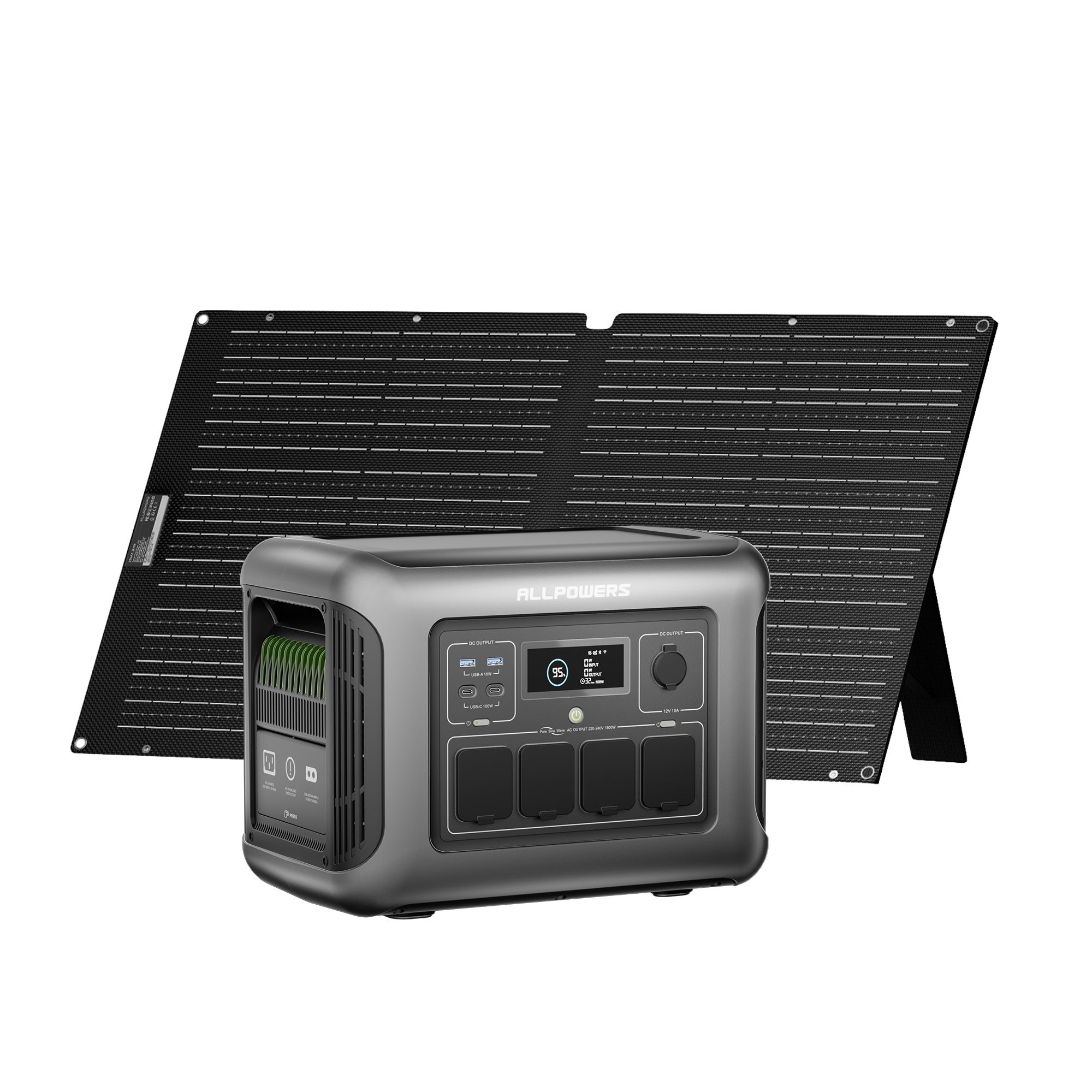 ALLPOWERS Generatore Solare 1600W (R1500 LITE + SOLAX SE100 Pannello Solare 100W)