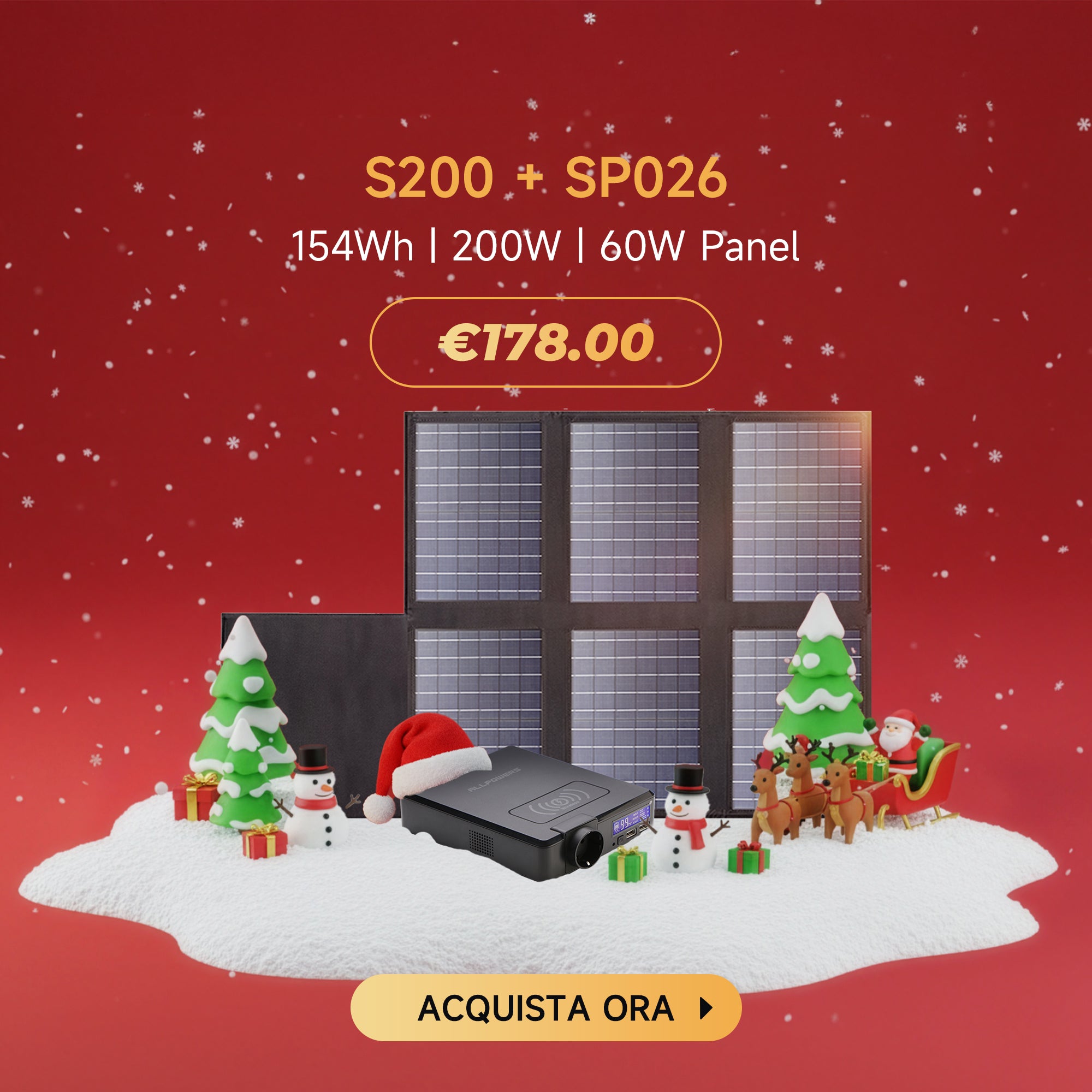 ALLPOWERS Generatore Solare 200W (S200 + SP026 Pannello Solare 60W)