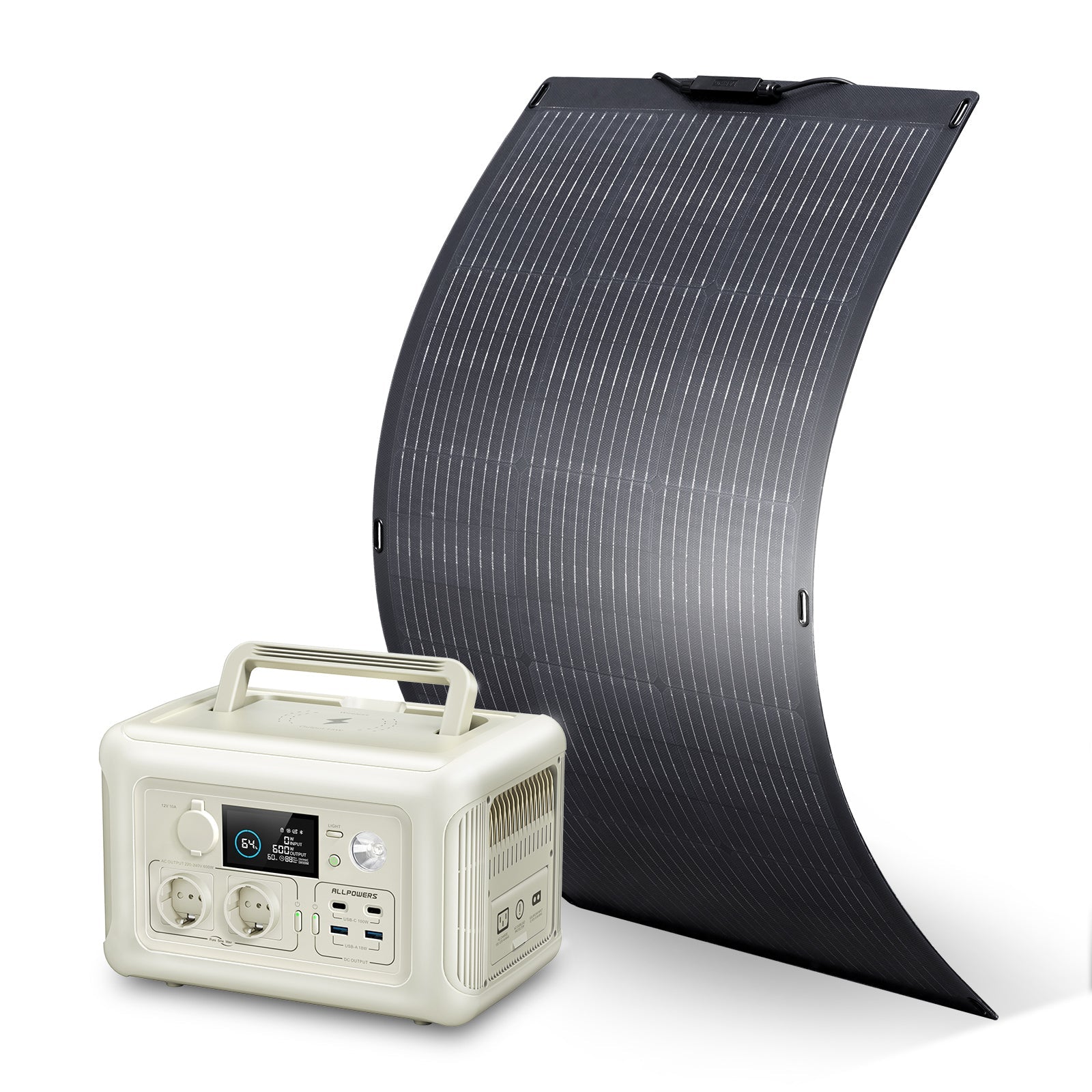 ALLPOWERS Kit Generatore Solare 600W (R600 + SF100 100W Pannello Solare Flessibile)